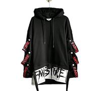 Hello MrLin Sudadera con capucha para hombre, estilo hip hop, japonés, Harajuku, Streetwear Techwear Urban, Negro, 3XL
