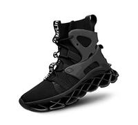 Hello MrLin Zapatillas de Correr para Hombre, Antideslizantes, atléticas, para Caminar, Tipo Hoja, Hip Hop, Negro&Blanco, 47 EU