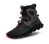 Hello MrLin Zapatillas de correr para hombre, antideslizantes, suela de rejilla entrelazada, atléticas, para caminar, tenis, tipo hoja, hip hop, Negro, 42.5 EU