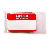 HELLO my name is... Paquete de pegatinas, etiquetas económicas de 10,5 x 7,4 cm en rojo!