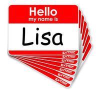 Hello My Name is Pegatinas, 100 etiquetas de nombre, insignias rojas, 2.25 x 3.5 pulgadas para eventos, oficina, reuniones, escuela