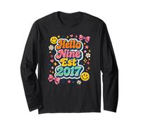 Hello Nine EST 2017 9th Birthday 9 Years Old Girl Croqueta Manga Larga