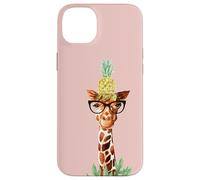 Hello Pineapple Giraffe! Nerd Animal Funny Glasses Rosa Carcasa para iPhone 14 Plus