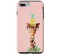 Hello Pineapple Giraffe! Nerd Animal Funny Glasses Rosa Carcasa para iPhone 7 Plus/8 Plus