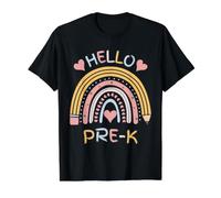 Hello Pre-K Lindo lápiz Arco Iris Regreso a la Escuela niñas niños Camiseta gráfica económica, Hombre, Negro, L