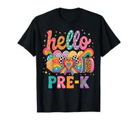 Hello Pre-K Rainbow Pencil Bow Back to School Girls Camiseta