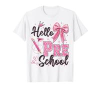 Hello Preescolar Regreso A La Escuela Coqueta Arco Maestra Chica Camiseta