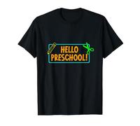 Hello Preschool! Preschooler First Day of School Boy Girl Camiseta gráfica económica, Hombre, Negro, XL