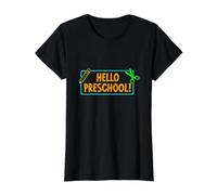 Hello Preschool! Preschooler First Day of School Boy Girl Camiseta gráfica económica, Mujer, Negro, M