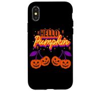 Hello Pumpkin Cherry Jack-O-Lantern Faces Retro Halloween Carcasa para iPhone X/XS