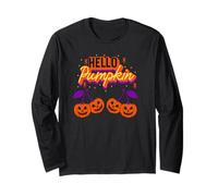 Hello Pumpkin Cherry Jack-O-Lantern Faces Retro Halloween Manga Larga