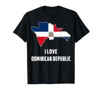 Hello Santo Domingo I Love República Dominicana Mapa Bandera Imprimir Camiseta gráfica económica, Hombre, Negro, M