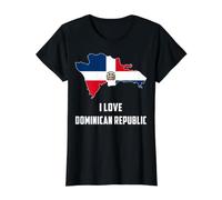 Hello Santo Domingo I Love República Dominicana Mapa Bandera Imprimir Camiseta gráfica económica, Mujer, Negro, M