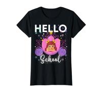Hello School Cute Princess Pretty Cute Girl Niñas pequeñas Camiseta gráfica económica, Mujer, Negro, L