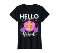 Hello School Cute Princess Pretty Cute Girl Niñas pequeñas Camiseta gráfica económica, Mujer, Negro, L