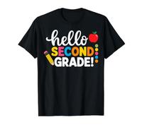 Hello Second Grade Team 2nd Grade Back to School Teacher Kid Camiseta gráfica económica, Hombre, Negro, M