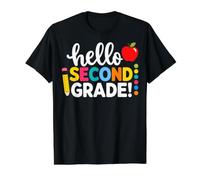 Hello Second Grade Team 2nd Grade Back to School Teacher Kid Camiseta gráfica económica, Hombre, Negro, M