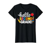 Hello Second Grade Team 2nd Grade Back to School Teacher Kid Camiseta gráfica económica, Mujer, Negro, XL