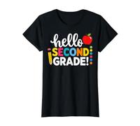 Hello Second Grade Team 2nd Grade Back to School Teacher Kid Camiseta gráfica económica, Mujer, Negro, XL