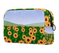 Hello-Spring - Bolsa de cosméticos con diseño de girasol para mujer, bonita bolsa de maquillaje, espaciosa bolsa de aseo de viaje, regalos para niñas, Multicolor 09, 18.5x7.5x13cm/7.3x3x5.1in, Estuche