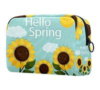 Hello-Spring - Bolsa de cosméticos con diseño de girasol para mujer, bonita bolsa de maquillaje, espaciosa bolsa de aseo de viaje, regalos para niñas, Multicolor 01, 18.5x7.5x13cm/7.3x3x5.1in, Estuche