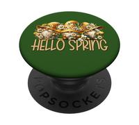 Hello Spring Gnomes For Women and Girls Who Loves Honey Bees PopSockets PopGrip Adhesivo