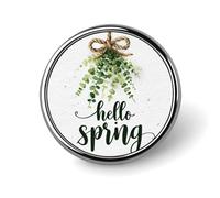Hello Spring Greenery on A Rope Bow - Broche redondo para hombres y mujeres, insignia, collar, vestido, chaqueta, mochila, accesorios