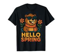 Hello Spring Groundhog Gafas De Sol Flores Camiseta