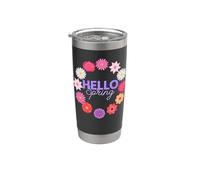 Hello Spring Sunny Sun Flower Mujer Pascua Día de la Madre Amor Vaso térmico de acero inoxidable de doble pared