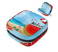 Hello Summer Beach - Bolsa de almacenamiento para servilletas sanitarias de sandía, bolsa portátil para mujeres, adolescentes y niñas, bolsa de copa menstrual, soporte para almohadilla de lactancia