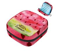 Hello Summer - Bolsa de almacenamiento para servilletas sanitarias de sandía, bolsa de almohadilla menstrual portátil con cremallera para adolescentes, niñas, mujeres y mujeres