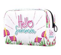 Hello Summer - Bolsa de cosméticos para mujer, diseño de flores de sandía, bolsa organizadora grande con cremallera, multicolor, 18.5x7.5x13cm/7.3x3x5.1in, Neceser