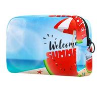 Hello Summer - Bolsa de cosméticos para mujer, diseño de sandía, bolsa organizadora grande con cremallera, multicolor, 18.5x7.5x13cm/7.3x3x5.1in, Neceser