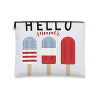 Hello Summer - Bolsa de maquillaje con diseño de helado, bolsa de viaje para mujeres, organizador portátil con cremallera para festivales, días de playa y piscina, Blanco, 7x9 Inch, Paleta