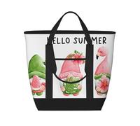 Hello Summer - Bolsa térmica aislada con diseño de gnomo, bolsas grandes aisladas para alimentos, bolsas de compras aisladas con cremallera superior para viajes y picnic