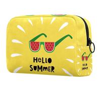 Hello Summer - Bonita bolsa de cosméticos con diseño de sandía para mujer, bolsa organizadora de maquillaje grande con cremallera, multicolor, 18.5x7.5x13cm/7.3x3x5.1in, Neceser