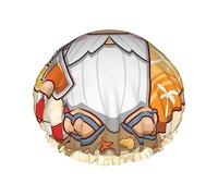 Hello Summer Cute Gnome Pattern Gorro de ducha y gorro de baño para mujer, gorros de ducha impermeables de gran tamaño reversibles grandes diseñados para todas las longitudes de cabello, gorro de ba