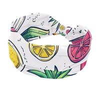 Hello Summer - Diadema ancha y suave con fondo de piña y sandía, diademas para mujeres y niñas, diademas elásticas anudadas, diadema deportiva de moda para entrenamiento, yoga, gimnasio y correr
