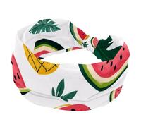 Hello Summer - Diadema con fondo de sandía y piña para mujer, diademas anchas suaves, antideslizantes, para yoga, fitness, viajes, gimnasio, accesorios para el cabello