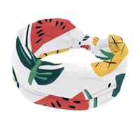 Hello Summer - Diademas anchas con fondo de sandía y piña para mujer, bandas elásticas para la cabeza, diadema antideslizante, diadema turbante para entrenamiento, yoga, deporte, correr
