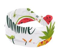 Hello Summer - Diademas de fondo de sandía y piña para mujer, diadema ancha a la moda, envoltura elástica cruzada, turbante para entrenamiento deportivo