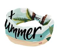 Hello Summer - Diademas de playa para mujer, turbante ancho, antideslizante, elástica, para yoga, entrenamiento, bandana suave