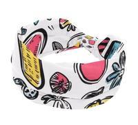 Hello Summer - Diademas para mujer, diseño de piña y sandía, turbante ancho, antideslizante, elástica, para yoga, entrenamiento, bandana suave