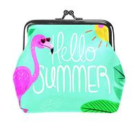 Hello Summer Flamingo Mujeres PU Cuero Monederos Niñas Mini Hebilla Monedero Bolsa