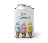Hello Summer - Funda enfriadora de latas de cerveza, tres conos de helado para latas de cerveza, soporte de bebidas aislado suave para fiestas, playa, eventos, hogar