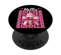 Hello Summer Ice Cream Cono Chica Mamá Coqueta Arco PopSockets PopGrip Adhesivo