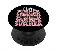 Hello Summer Ice Cream Cono Chica Mamá Coqueta Arco PopSockets PopGrip Adhesivo