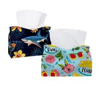 Hello Summer - Juego de 2 fundas para caja de pañuelos de dibujos animados, soporte de pañuelos faciales para baño, tocador, mesita de noche, salones y oficinas