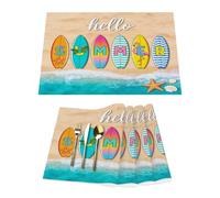 Hello Summer - Juego de 4 manteles individuales de PVC resistentes al calor, lavables para protección de mesa, decoración del hogar, 45,7 x 30,5 cm