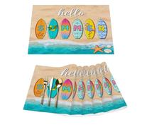 Hello Summer - Juego de 6 manteles individuales de PVC resistentes al calor, lavables para protección de mesa, decoración del hogar, 45,7 x 30,5 cm